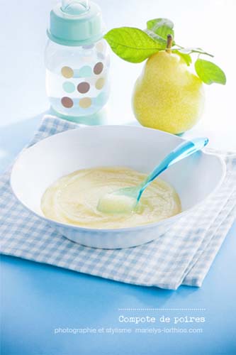 recettes pour bébé, compote poire pour bébé