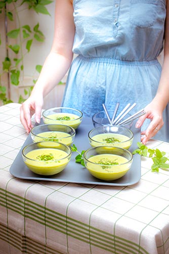 recettes prêtes en avance soupe froide petits pois menthe Companion de Moulinex make ahead recipes