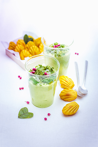 recette festive mousse d'avocats et mini madeleines au curcuma et gingembre valentine’s day recipes